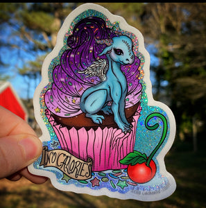 Glitter Cupcake Dragon 4" Vinyl Sticker