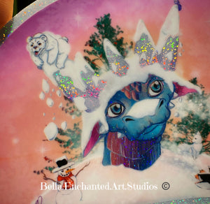 Snow Scene dragon-Holo stardust 4” vinyl sticker