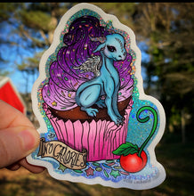 Load image into Gallery viewer, Glitter Cupcake Dragon 4&quot; Vinyl Sticker