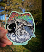 Load image into Gallery viewer, HOLO Magic Mushroom dragon 4&quot; Vinyl Sticker