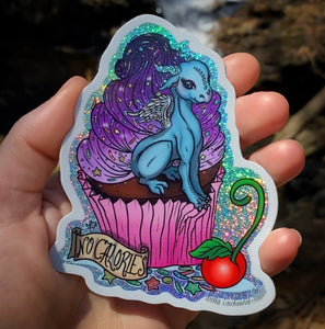 Glitter Cupcake Dragon 4" Vinyl Sticker