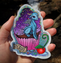 Load image into Gallery viewer, Glitter Cupcake Dragon 4&quot; Vinyl Sticker