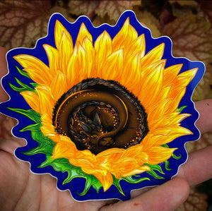Sleeping Sunflower- Peace for Ukraine- 4" Vinyl window decal Dragon Sticker