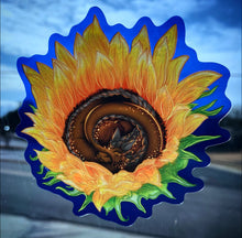 Load image into Gallery viewer, Sleeping Sunflower- Peace for Ukraine- 4&quot; Vinyl window decal Dragon Sticker