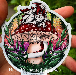 Holo Flake-Sleeping Amanita Mushkin-4" Vinyl Sticker